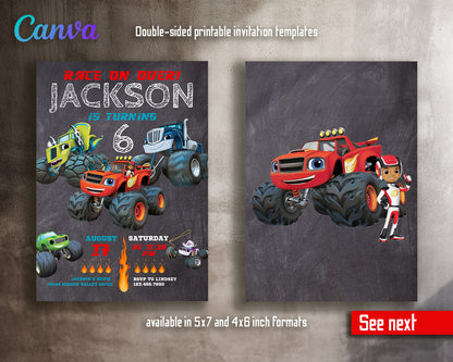 Blaze Monster Machines Trucks  customizable invitation template | Share or Print | boy | FK290