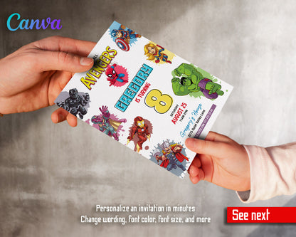 Avengers Marvel Superhero  customizable invitation template | Share or Print | boy | FA876