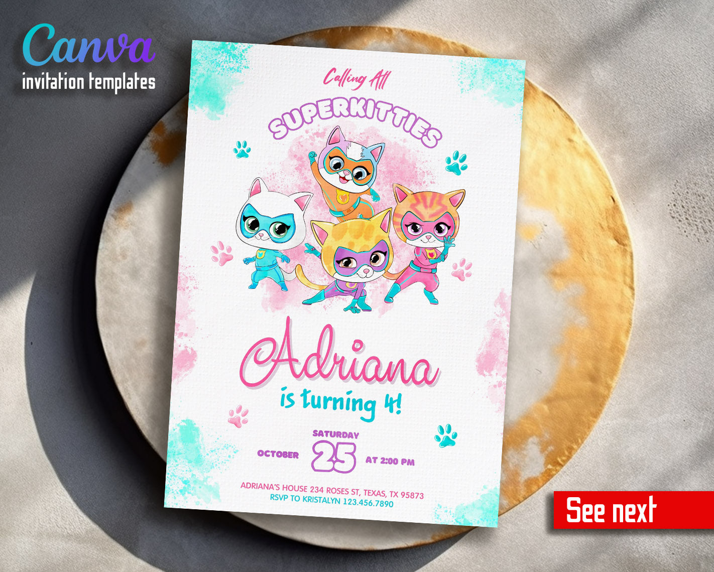 SuperKitties customizable invitation template | Share or Print |  | IJ923