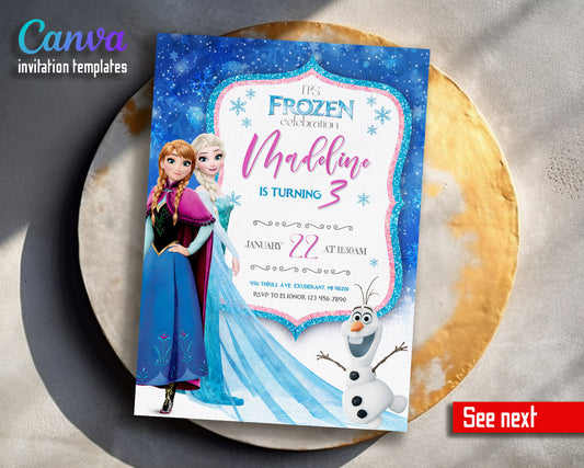 Frozen Elsa  customizable invitation template | Share or Print | girl | RJ647