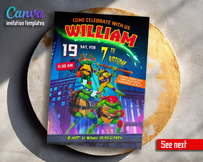 Teenage Mutant Ninja Turtles Mutant Mayhem customizable invitation template | Share or Print | boy | ZR104