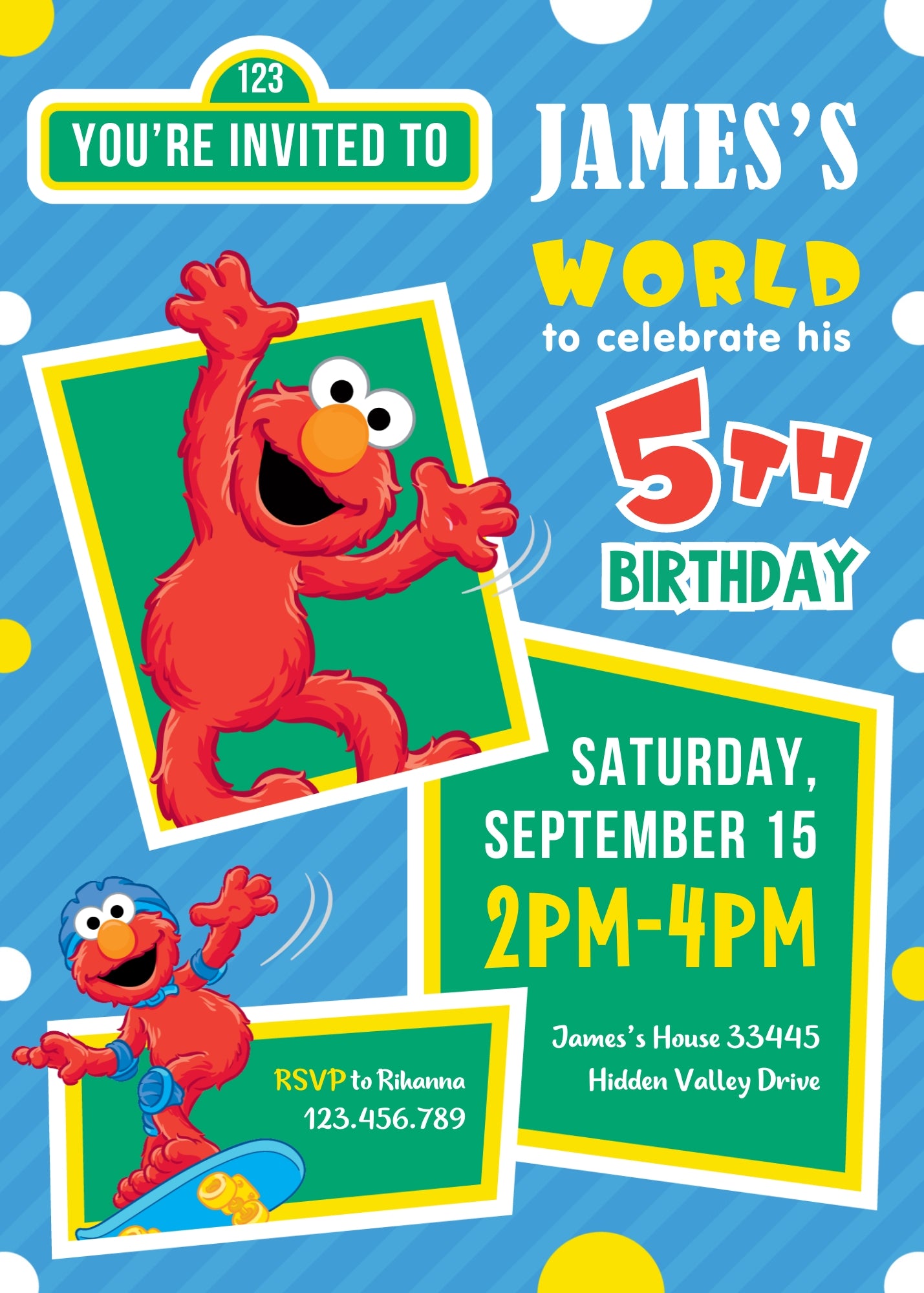 Sesame Street Elmo customizable invitation template | Share or Print |  | WM193