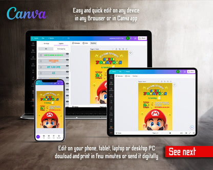 Super Mario Bros  customizable invitation template | Share or Print |  | JA778