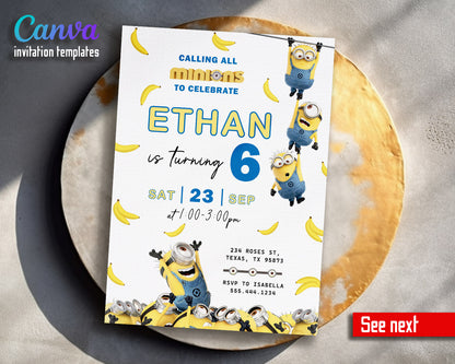 Minions Despicable Me customizable invitation template | Share or Print | | GW504