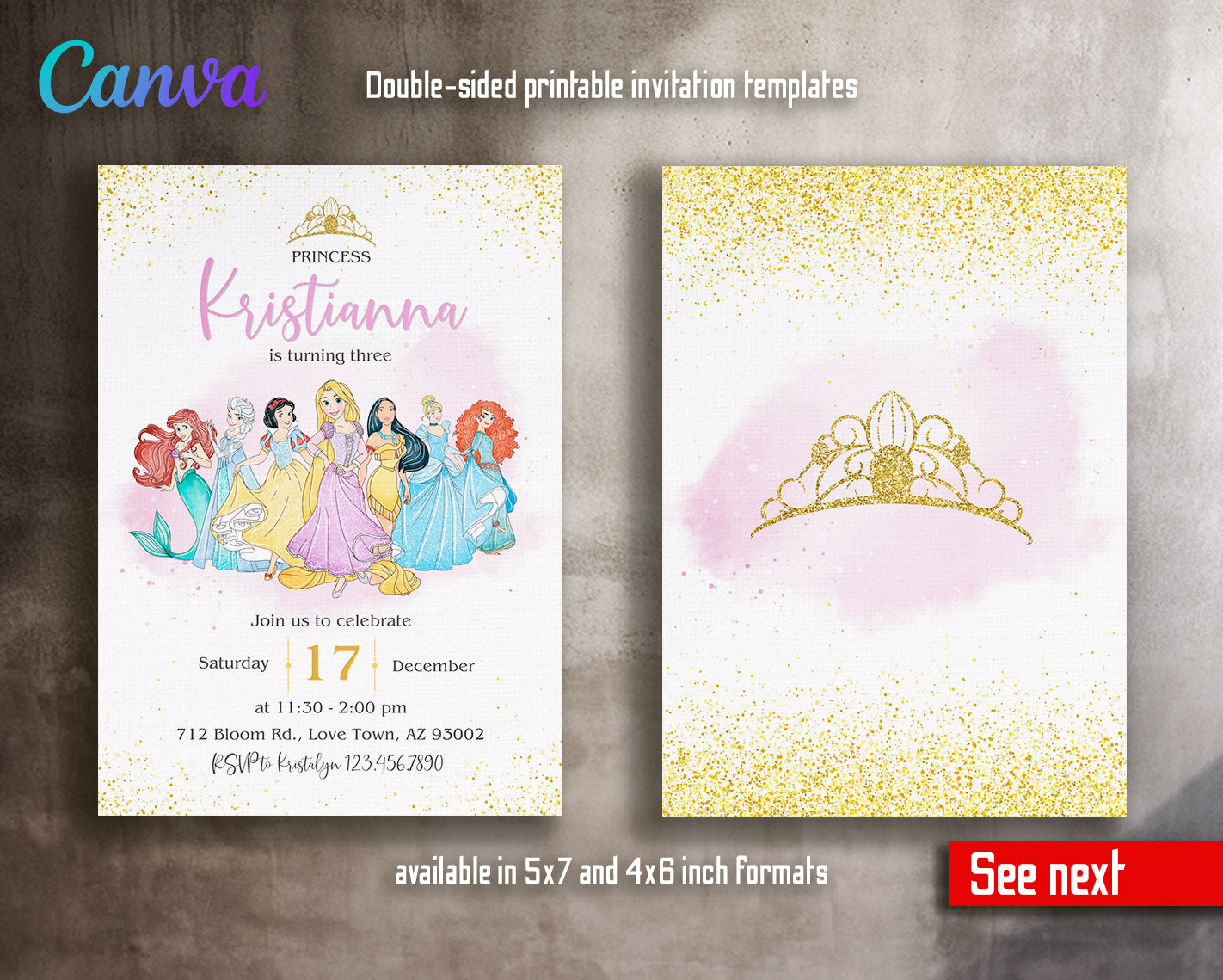 Disney Princess  customizable invitation template | Share or Print | girl | OV746