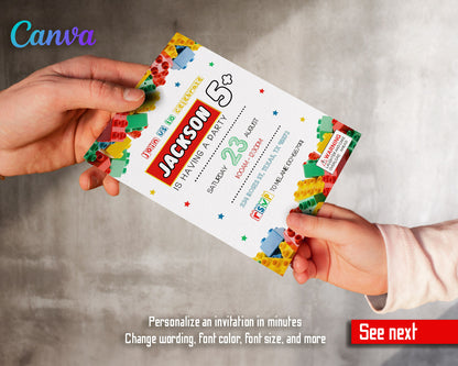 Lego  customizable invitation template | Share or Print |  | WC474