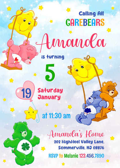 Care Bears  customizable invitation template | Share or Print |  | AL835