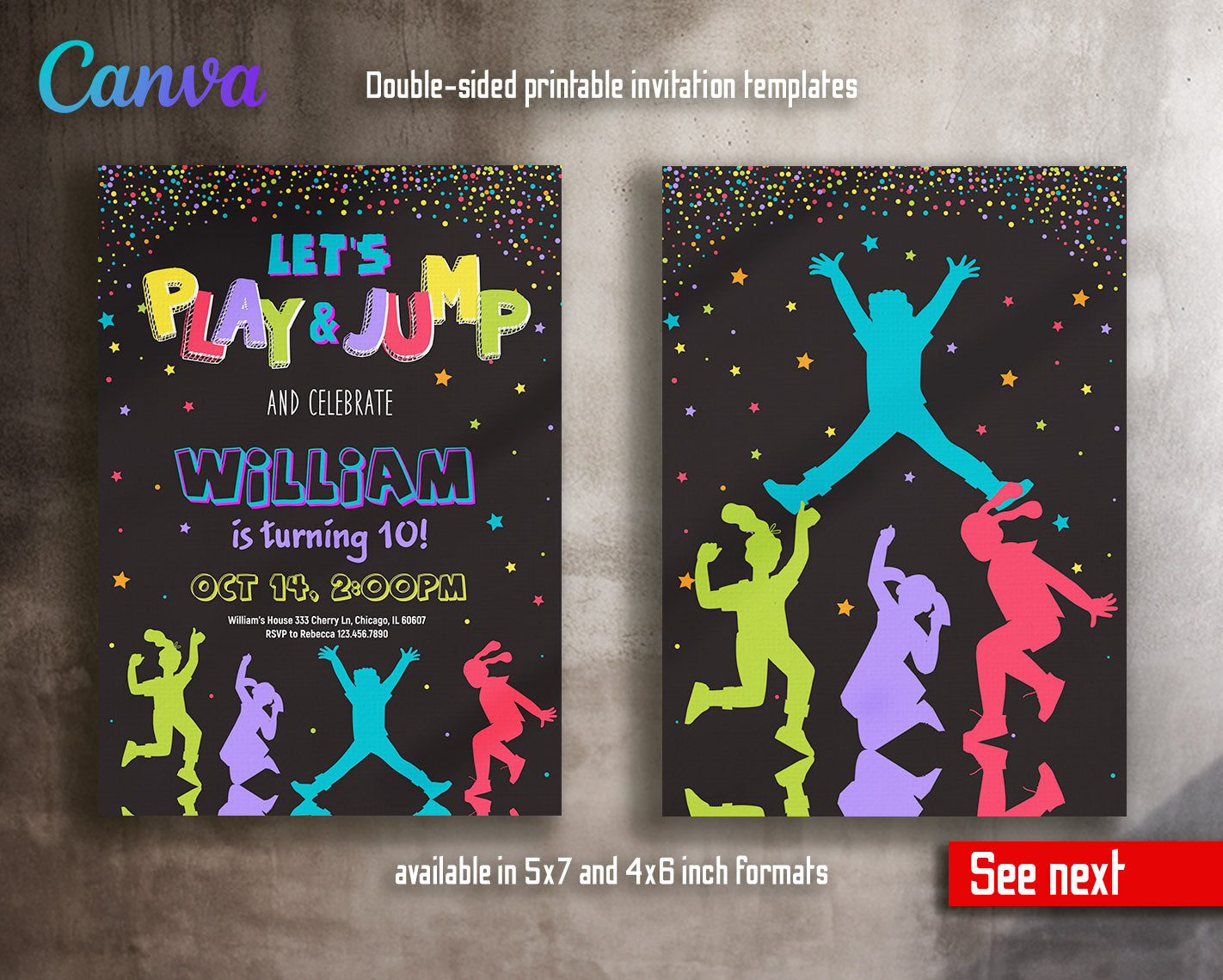 Trampoline Jump Party  customizable invitation template | Share or Print |  | OY763