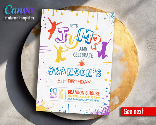 Trampoline Jump Party  customizable invitation template | Share or Print |  | EQ970