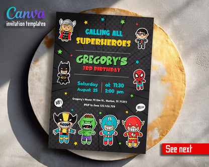 Avengers Marvel Superhero  customizable invitation template | Share or Print | boy | UZ359