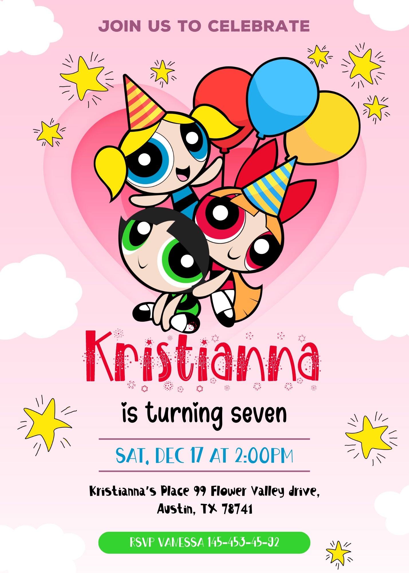 The Powerpuff Girls customizable invitation template | Share or Print | girl | RR007