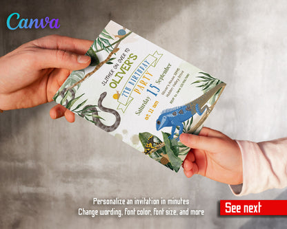 Reptile Lizard Snake customizable invitation template | Share or Print |  | CC853