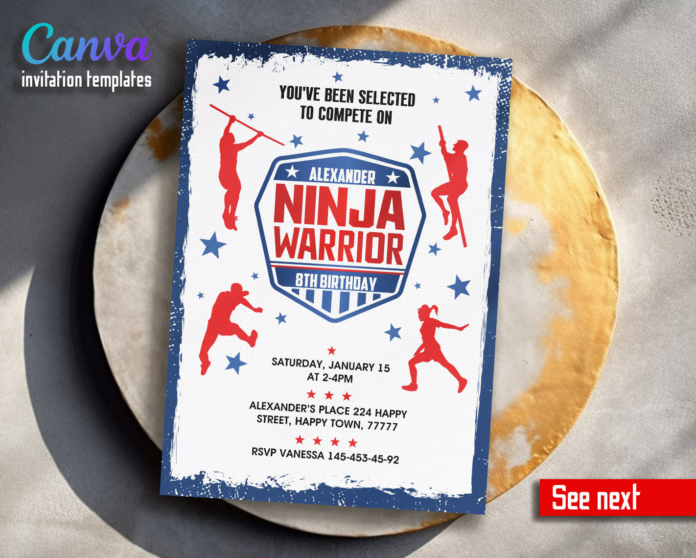 American Ninja Warrior customizable invitation template | Share or Print |  | BJ665