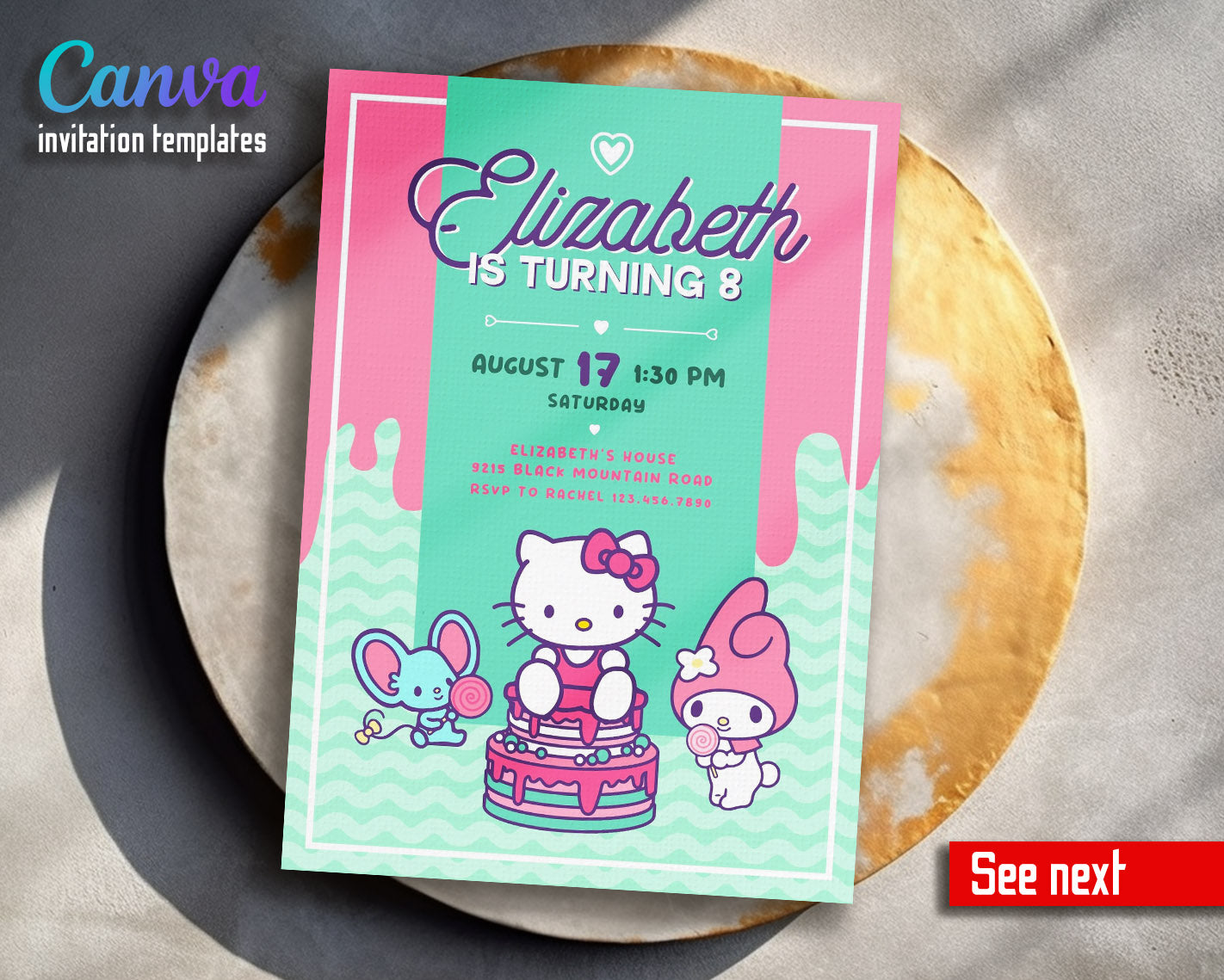 Hello Kitty Sanrio customizable invitation template | Share or Print | | NZ920