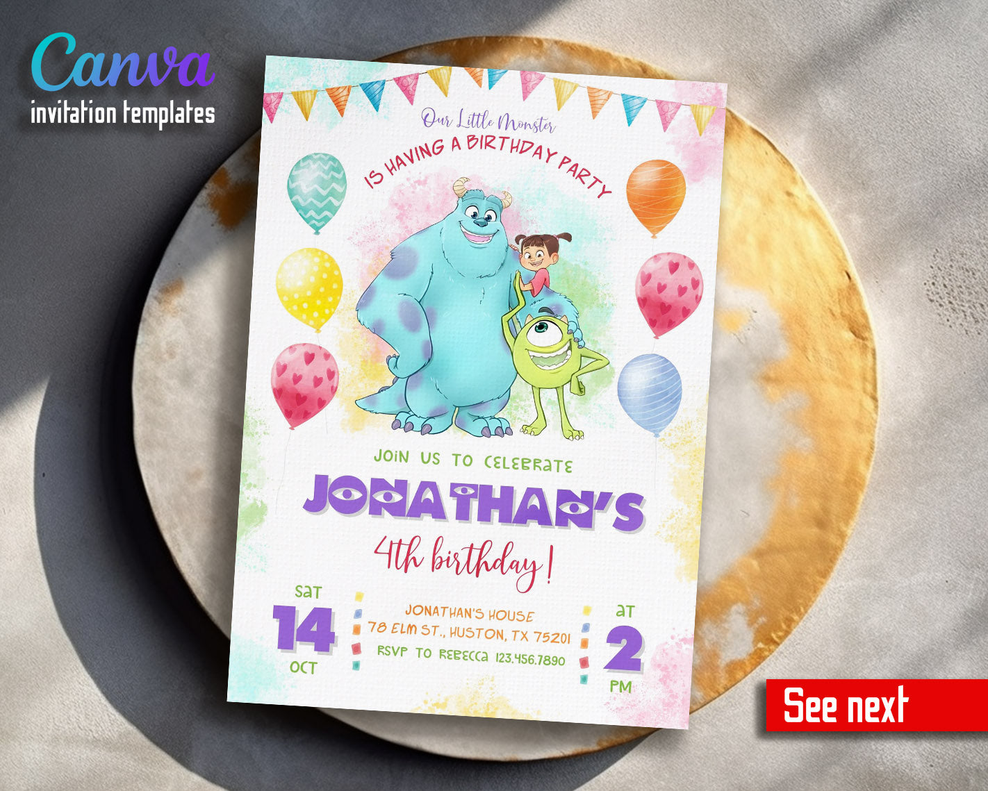 Monsters, Inc.  customizable invitation template | Share or Print |  | SU302