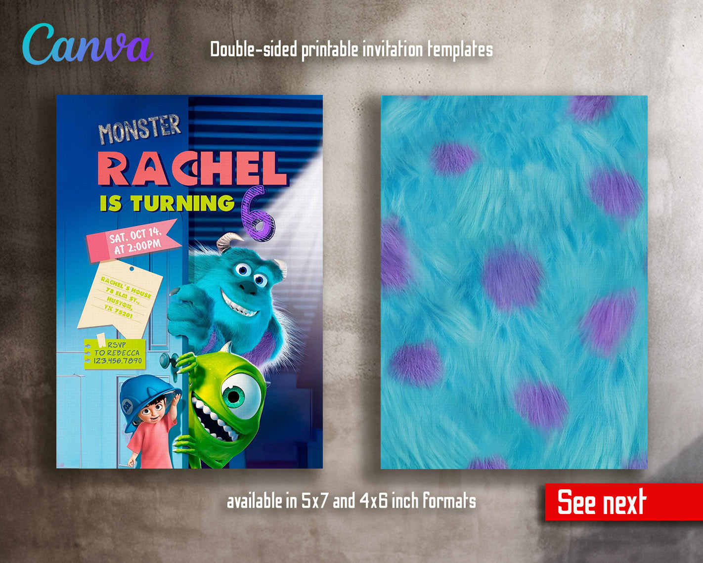 Monsters, Inc.  customizable invitation template | Share or Print |  | SO336