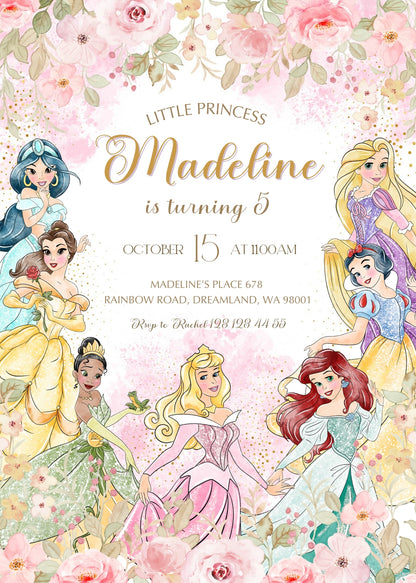 Disney Princess customizable invitation template | Share or Print | girl | DQ875