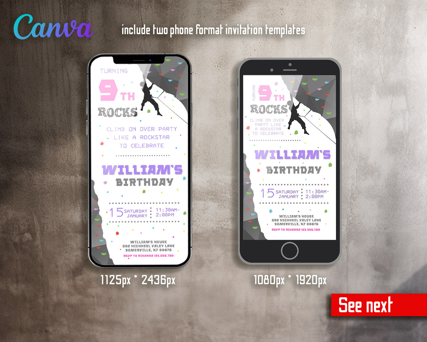 Rock Climbing  customizable invitation template | Share or Print |  | FG459