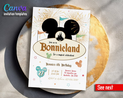 Disneyland  customizable invitation template | Share or Print | girl | JQ437