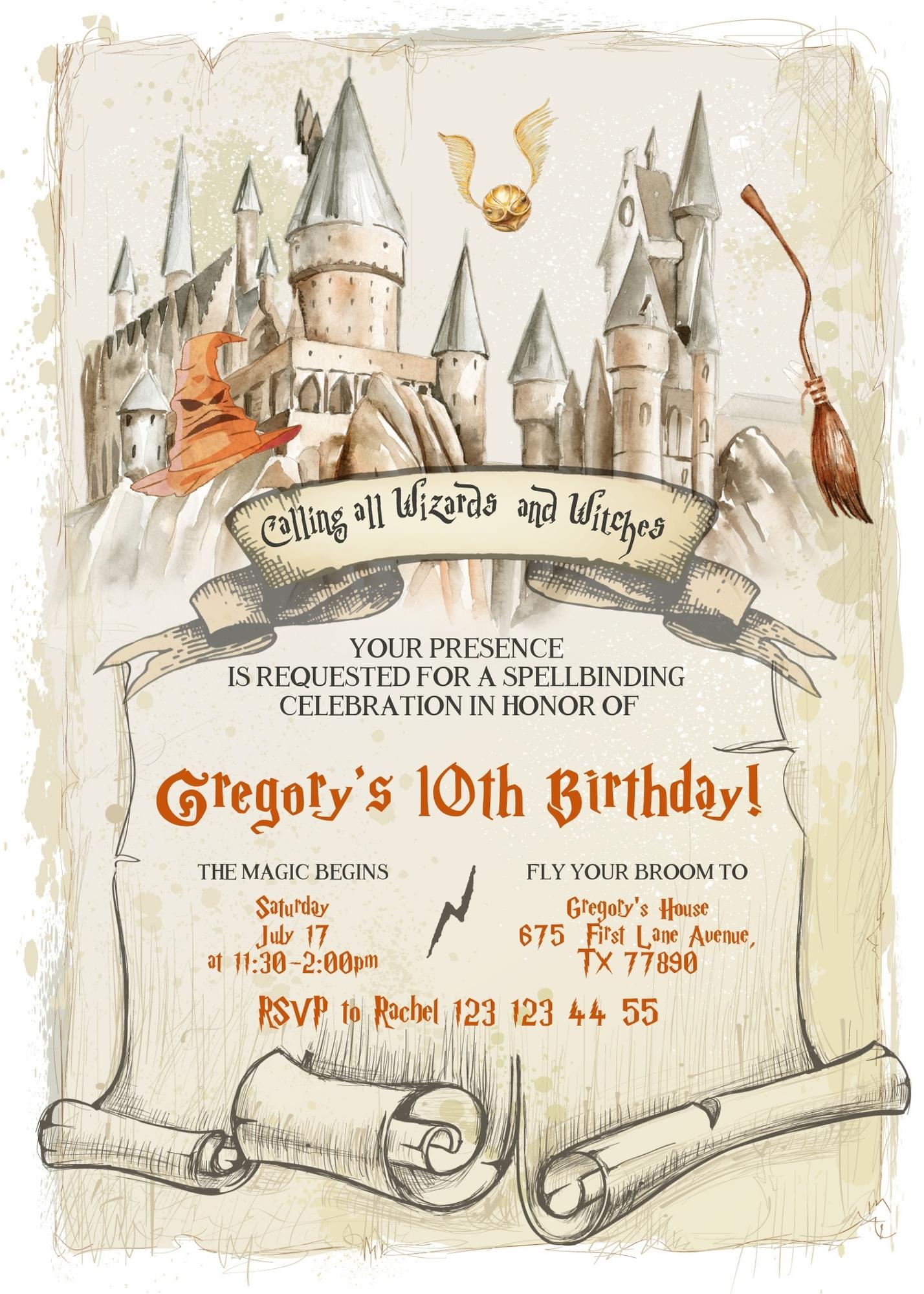 Harry Potter  customizable invitation template | Share or Print |  | GF552