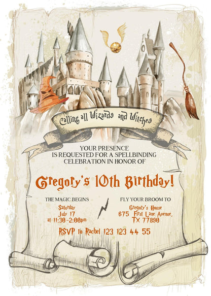 Harry Potter  customizable invitation template | Share or Print |  | GF552