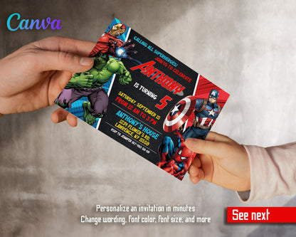 Avengers Marvel Superhero customizable invitation template | Share or Print | boy | WS356