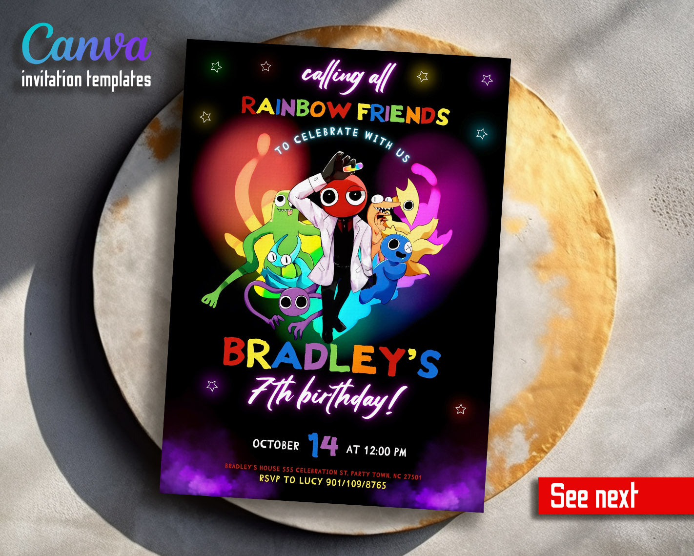 Rainbow Friends  customizable invitation template | Share or Print |  | QC362