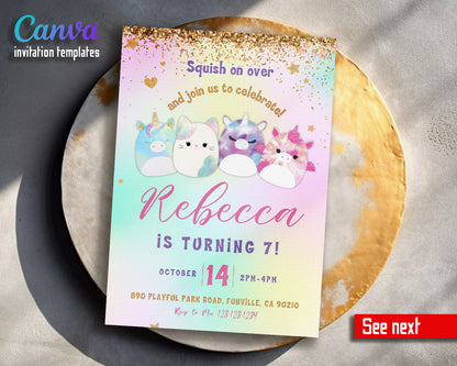 Squishmallows  customizable invitation template | Share or Print |  | EC011