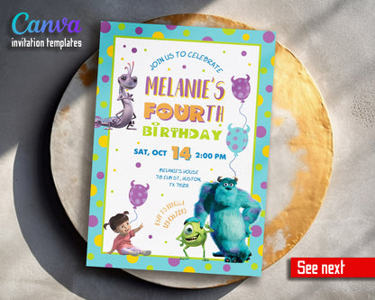 Monsters, Inc.  customizable invitation template | Share or Print |  | UU793