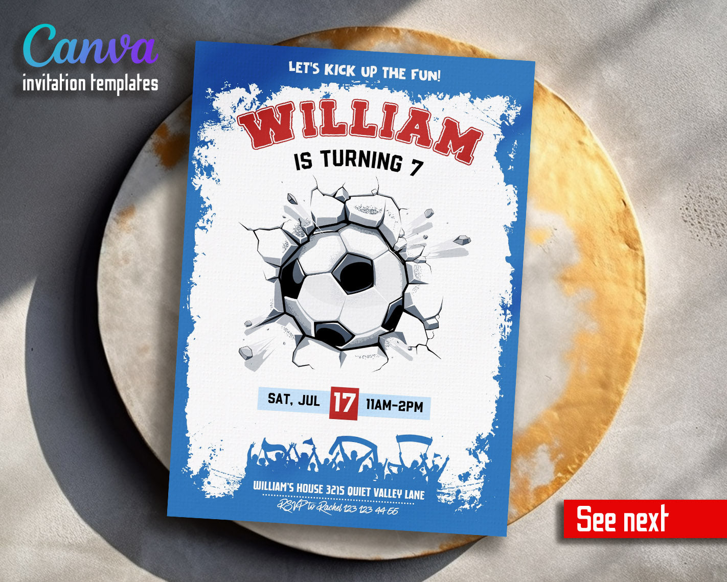 Soccer Champion League FC customizable invitation template | Share or Print | boy | TJ609