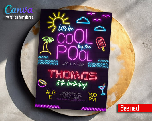 Pool Party customizable invitation template | Share or Print | boy | GX219