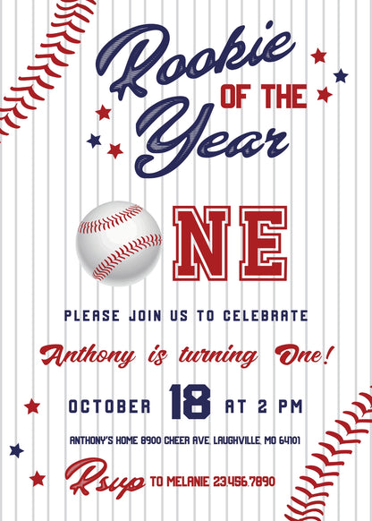 Baseball MLB Sport customizable invitation template | Share or Print | boy | RF485