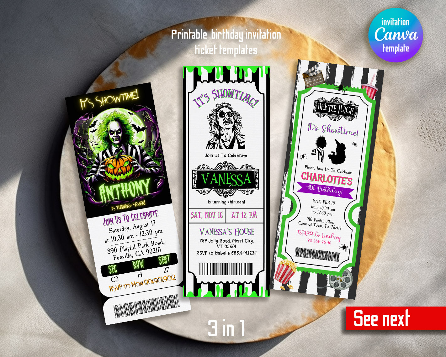 Beetlejuice Halloween customizable invitation template | Share or Print |  | IV060