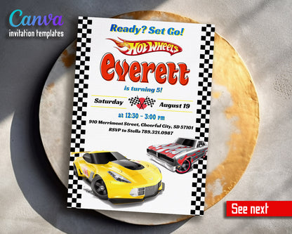 Hot Wheels Racing  customizable invitation template | Share or Print | boy | XY376