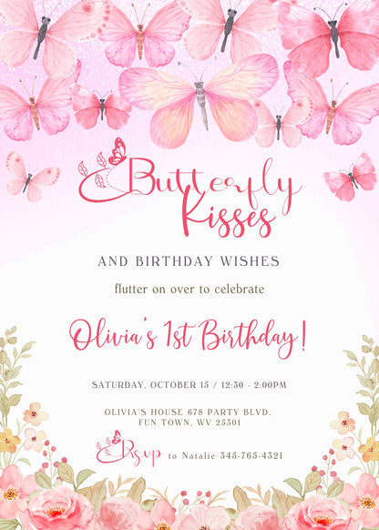 Butterfly Birthday  customizable invitation template | Share or Print | girl | CE116