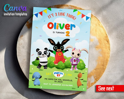 Bing Bunny customizable invitation template | Share or Print |  | MJ433