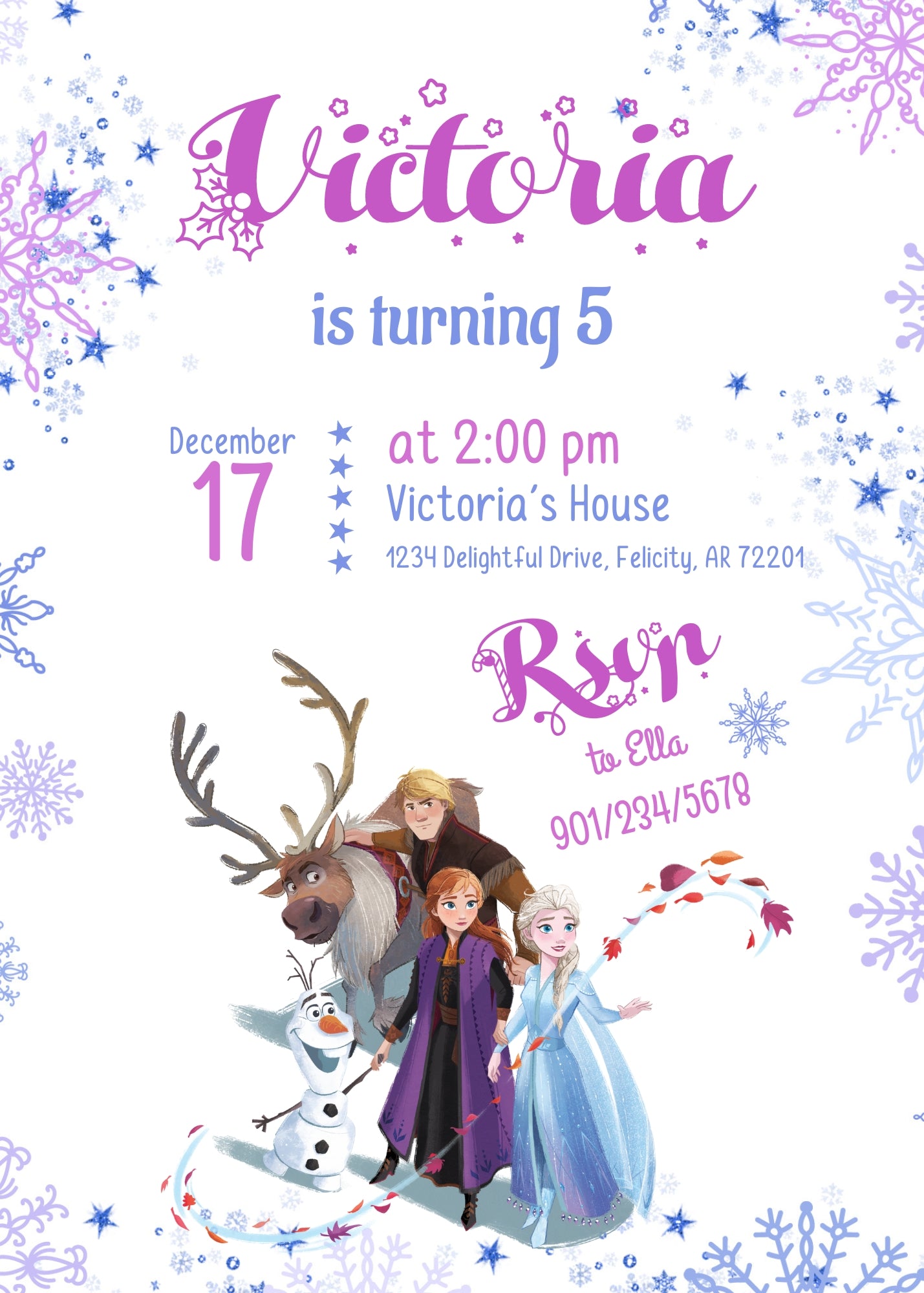 Frozen Elsa  customizable invitation template | Share or Print | girl | CB443