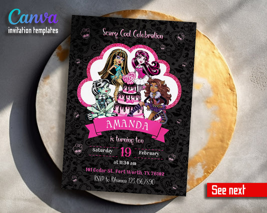 Monster High  customizable invitation template | Share or Print | girl | MY605