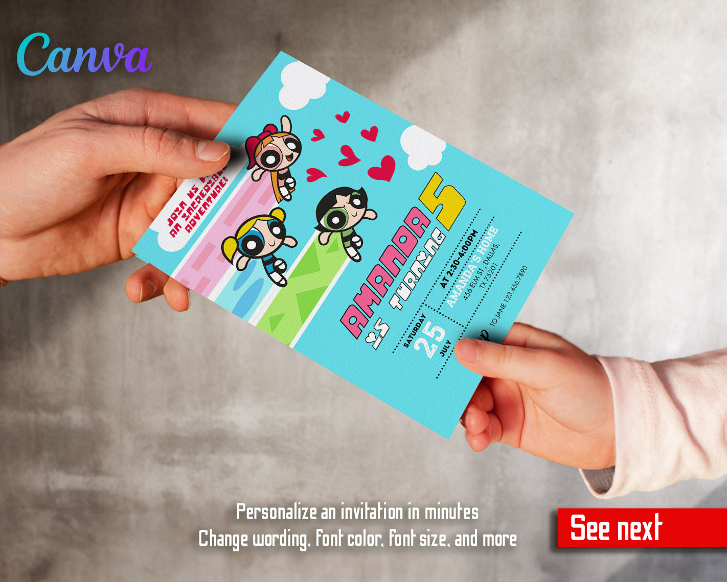 The Powerpuff Girls customizable invitation template | Share or Print | girl | RG682