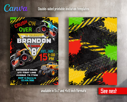 Monster Jam Monster Truck customizable invitation template | Share or Print | boy | QH638