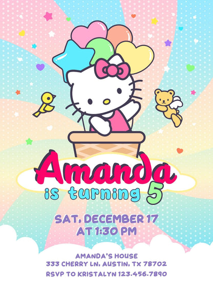 Hello Kitty Sanrio customizable invitation template | Share or Print | | BW762