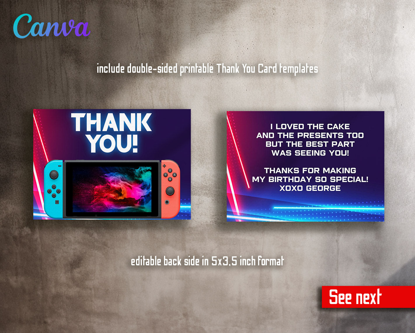 Nintendo Switch Gamer customizable invitation template | Share or Print |  | LS939