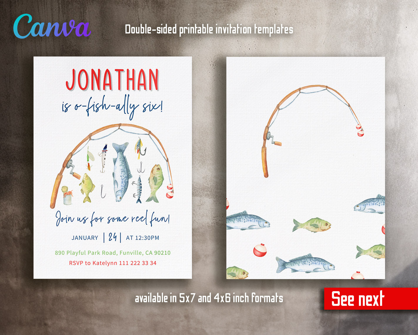 Fishing O-Fish-Ally customizable invitation template | Share or Print |  | IT983