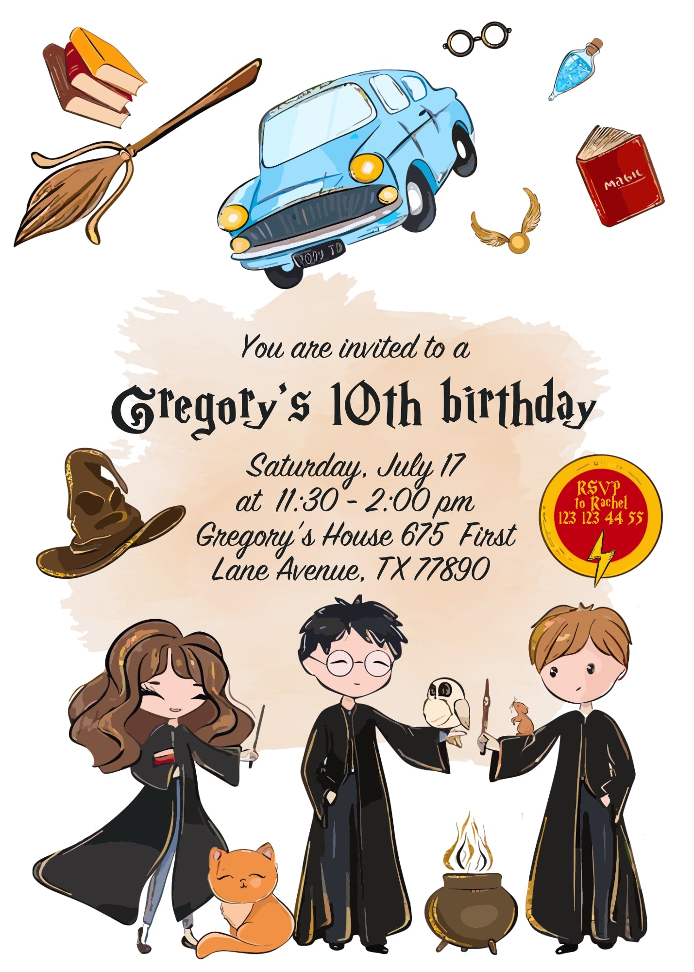 Harry Potter  customizable invitation template | Share or Print |  | UT126