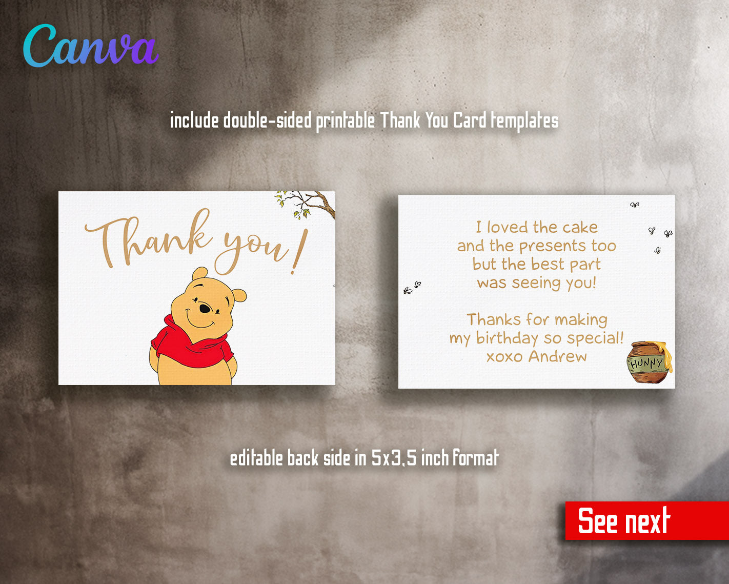 Winnie the Pooh  customizable invitation template | Share or Print |  | IJ591