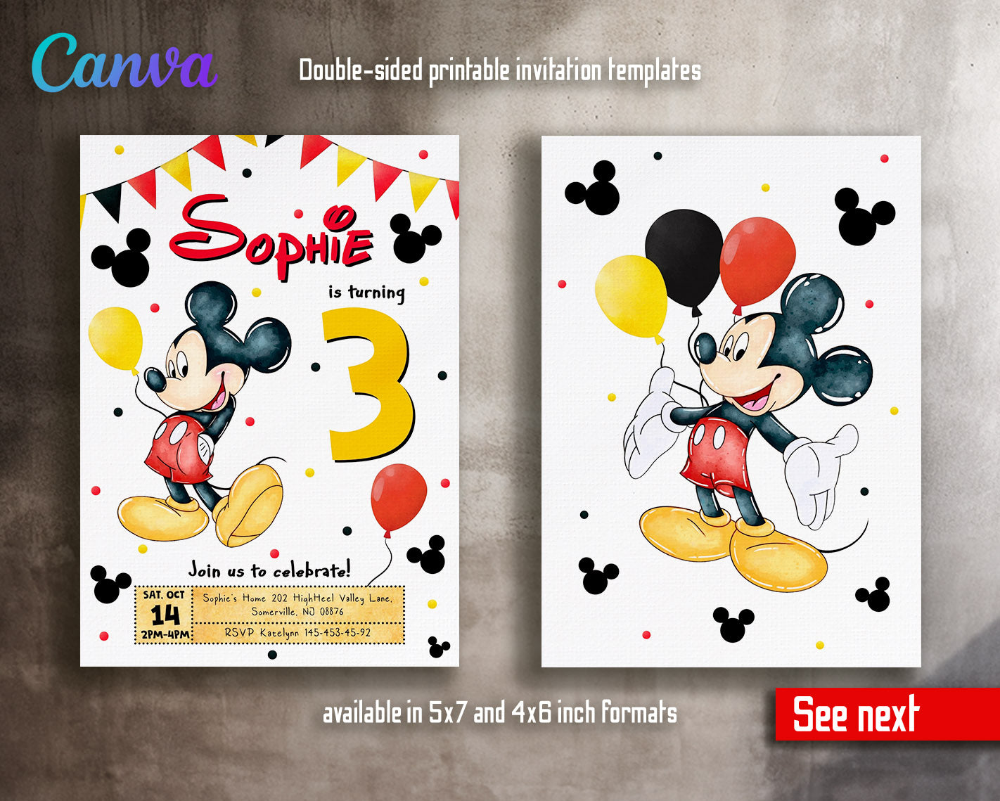 Mickey Mouse Clubhouse customizable invitation template | Share or Print |  | XF393