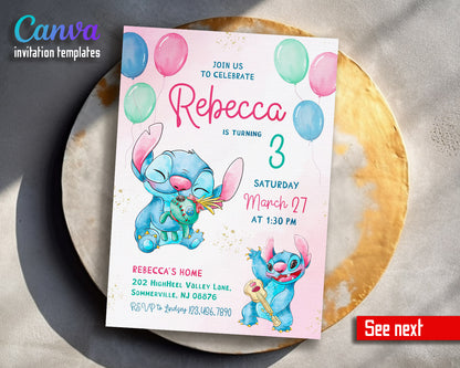 Lilo & Stitch Aloha customizable invitation template | Share or Print |  | SB728