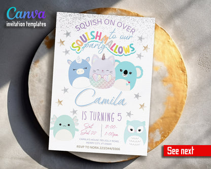 Squishmallows  customizable invitation template | Share or Print |  | XB263