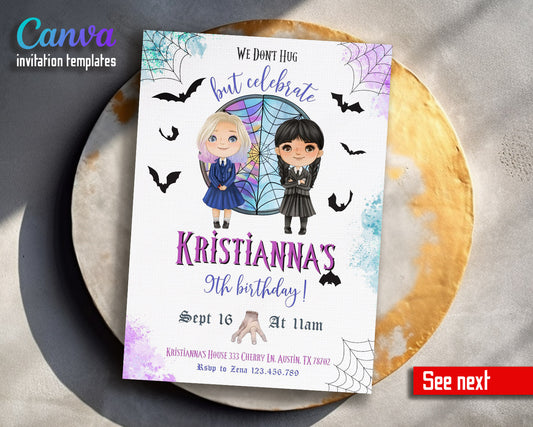 Wednesday Addams customizable invitation template | Share or Print | girl | CY531