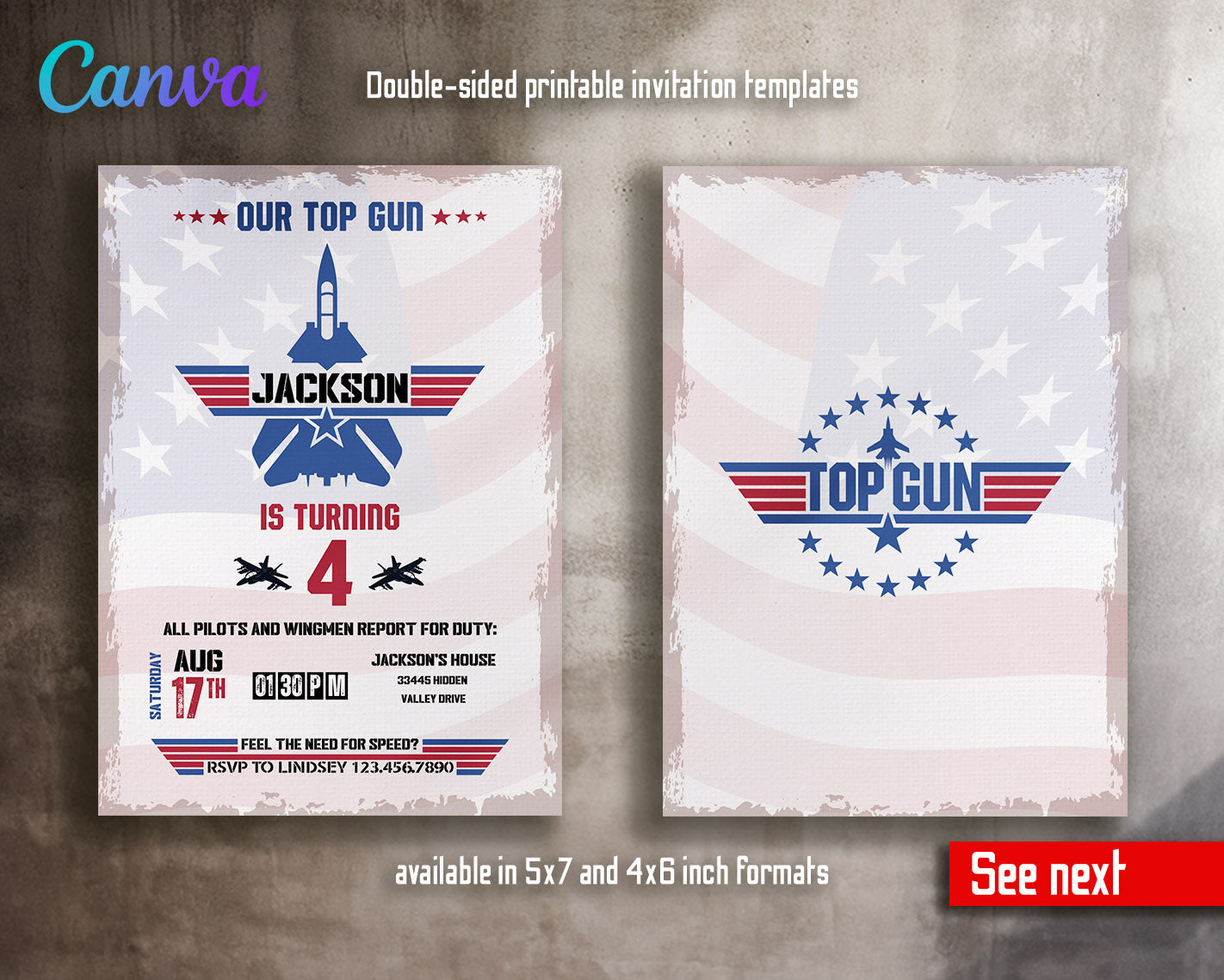 Top Gun Maverick Jet Fighter customizable invitation template | Share or Print | boy | RL369